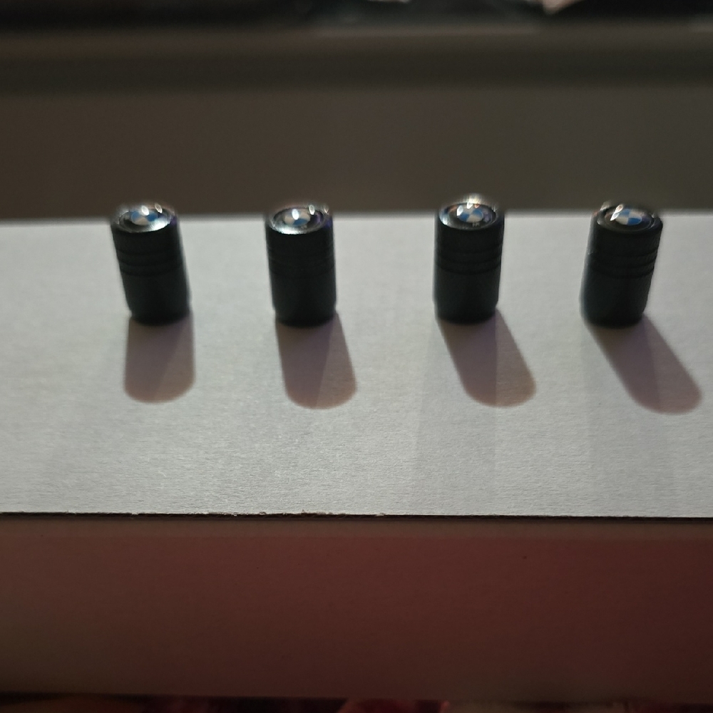 BMW Black Tire Valve Caps with Logo - Picture 3 of 4